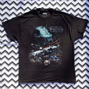 -L- STAR WARS Death Star Battle Shirt | Two Sided Print | Movie Film Fandom